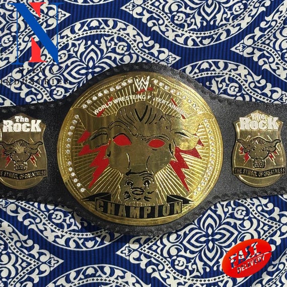 THE ROCK Brahma Bull Wrestling Championship Replica Adult Size Belt Brass/Zinc 2mm/4mm
