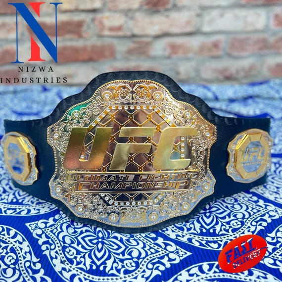 ULTIMATE FIGHTING Championship Replica Title Dual Plate Adult Size Belt Brass/2mm/4mm