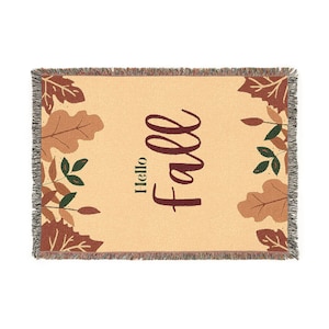 Cozy Woven Blanket with Leaf Patterns, Autumn Decor for Home, Perfect for Gift Giving, Warm Throws for Living Room, Fall Home Accents