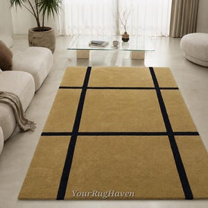 Hand-Tufted New Zealand Wool Rug: Modern Grid Design image 7