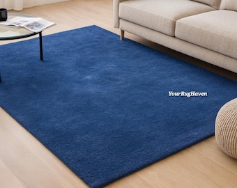 Hand-Tufted Blue Wool Rug | New Zealand Wool, Custom Size