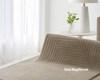 Hand-Tufted New Zealand Wool Rug: Modern Geometric Design