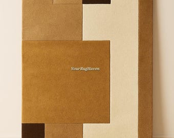 Hand-Tufted Wool Rug – Modern Geometric Neutral Area Carpet
