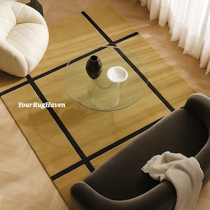 Hand-Tufted New Zealand Wool Rug: Modern Grid Design image 4