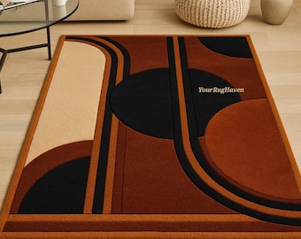Hand Tufted New Zealand Wool Rug – Geometric Mid-Century Modern Carpet