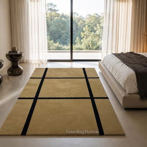 Hand-Tufted New Zealand Wool Rug: Modern Grid Design image 12