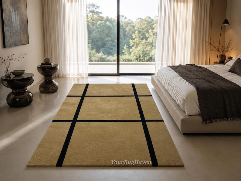 Hand-Tufted New Zealand Wool Rug: Modern Grid Design image 12