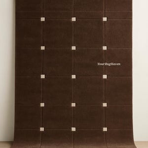 Hand Tufted Brown Wool Area Rug | Modern Geometric Design