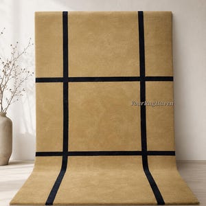 Hand-Tufted New Zealand Wool Rug: Modern Grid Design image 6