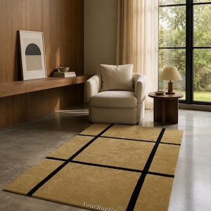 Hand-Tufted New Zealand Wool Rug: Modern Grid Design image 10
