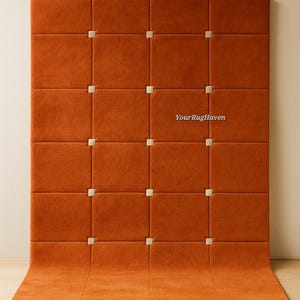 Hand-Tufted New Zealand Wool Rug | Terracotta Modern Grid