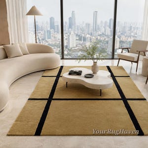 Hand-Tufted New Zealand Wool Rug: Modern Grid Design image 11