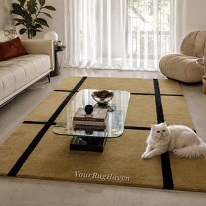Hand-Tufted New Zealand Wool Rug: Modern Grid Design image 9