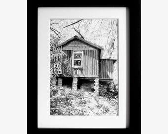 Retrato de casa de carvão desenhado à mão personalizado a partir de sua foto, presente de arte para casa personalizado