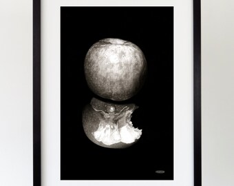 The Warmth of Illusion giclee print, illustration. Horror art, gothic art ,horror illustration, apple drawing, time slip, fantasy art, fruit