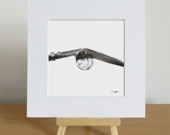 Men an Tol droplet limited edition print with mount, signed and numbered landscape art,reflection, charcoal drawing,charcoal art