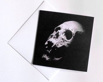 Skull card, human skull greeting card, gothic art card, halloween card, skull print, skull art, skull drawing, gothic greeting card,skeleton