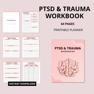 PTSD & Trauma Workbook | Printable Mental Health Journal PDF | Healing Prompts, Triggers Tracker, Coping Tools | Instant Digital Download