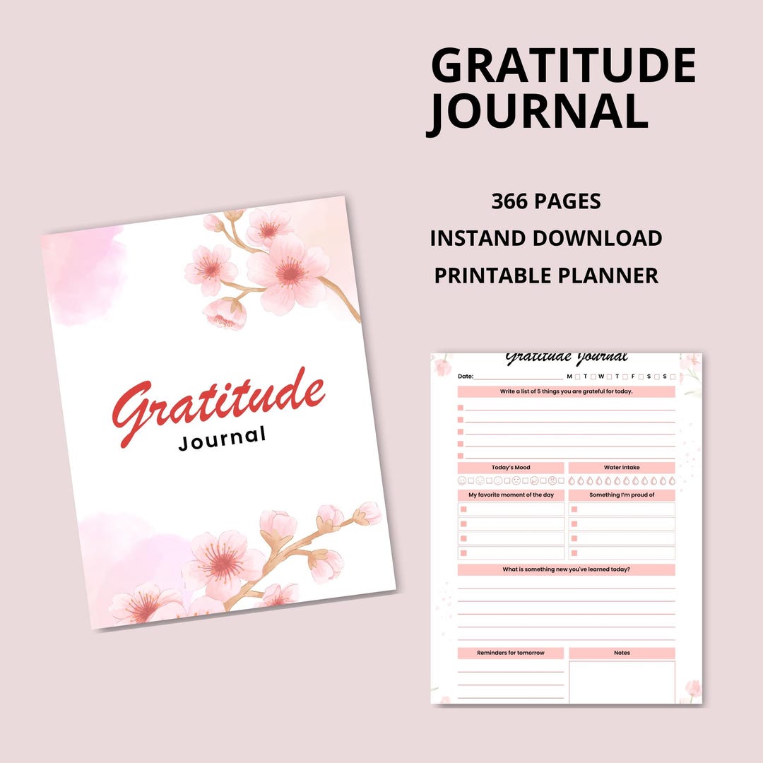 365 Days Gratitude Journal | Printable Daily Thankfulness Log PDF ...