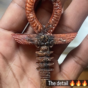 Rooted Orgonite Ankh Talisman – EMF Harmonizer • Energy Pendant • Egyptian Life Key • Handmade Healing Resin & Copper Blend