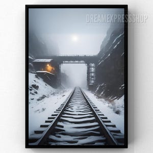 Quadro da parete con paesaggio ferroviario sereno, stampa fotografica vintage, decorazione per la casa, decorazione da parete per l'ufficio, idea regalo per gli amanti dei treni