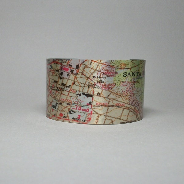 Santa Fe New Mexico Map Cuff Bracelet Unique Hometown Gift for Her