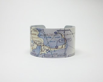 Cape Cod Massachusetts Map Cuff Bracelet Unique Hostess Birthday Gift