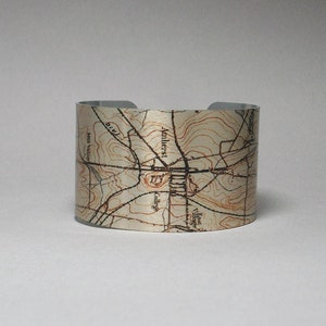 Amherst Massachusetts Map Cuff Bracelet: Vintage City College Gift