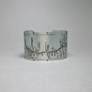 Greensboro to Raleigh North Carolina Map Cuff Bracelet Unique Travel Gift for Men or Women