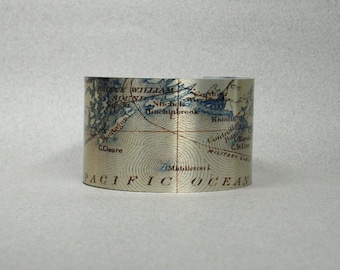 Seward Alaska Map Cuff Bracelet Unique Gift for Men or Women