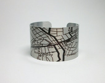 Asheville North Carolina Map Cuff Bracelet Unique Gift