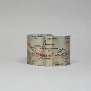 Bracelet manchette carte de l&#39;Amérique centrale Belize City, cadeau de voyage pour homme ou femme
