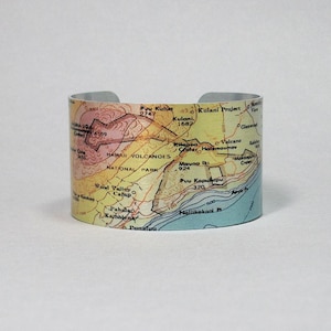Hawaii Big Island Map Volcanoes National Park Manschette Armband Hawaiianische Inseln Einzigartiges Reisegeschenk