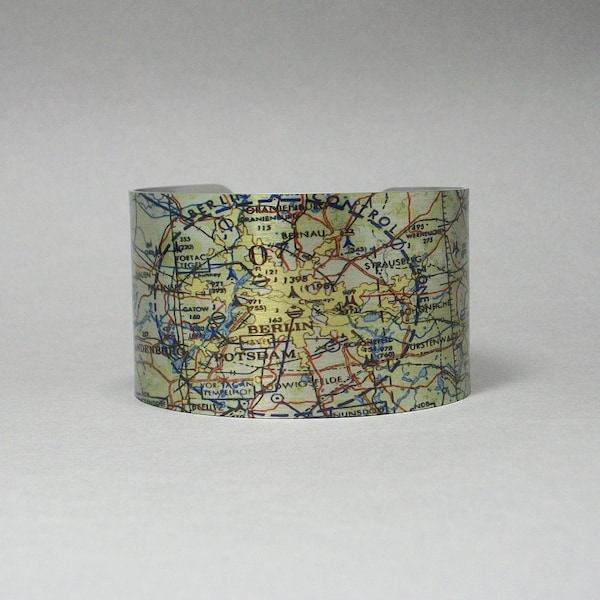 Berlin Germany Cuff Bracelet Map Travel Vacation Gift for Men or Women