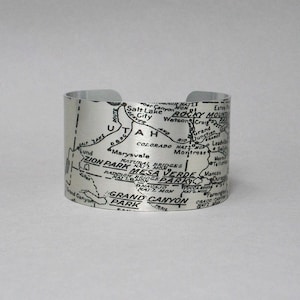 National Park Map Cuff Bracelet: Hiking Gift