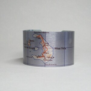 Santorini Griechenland Karte Armband Oia Thira griechische Insel Einzigartiges Reisender Urlaubsgeschenk für Männer oder Frauen