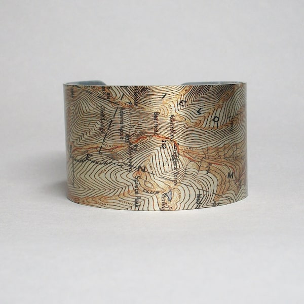 Smugglers Notch Vermont Long Trail Map Cuff Bracelet Unique Gift for Men or Women