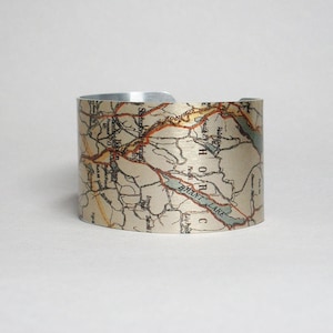 Adirondack Map Cuff Armband: Brant Lake, Schroon River, Vintage Stil