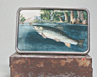 Trout Fishing Belt Buckle - Vintage Style Image