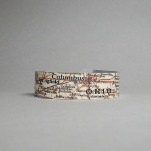 Ohio Map Cuff Bracelet: Vintage Style Jewelry