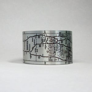 Black Hills Road Map Cuff Bracelet: Sturgis, Wyoming, South Dakota