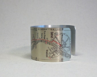 Detroit Michigan to Toledo Ohio Road Map Cuff Bracelet for Men or Women Unique Road Trip Gift