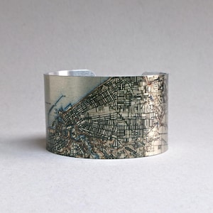 Cleveland Ohio Map Cuff Bracelet, Vintage Style Jewelry
