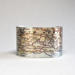 South Africa Map Cuff Bracelet: Vintage Cape Town Travel Gift