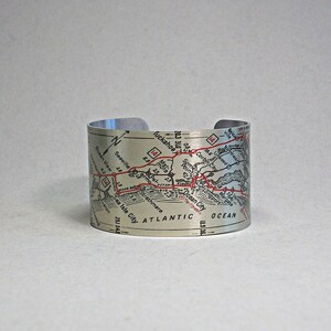 Manschettenarmband mit Karte von Atlantic City nach Cape May, New Jersey, einzigartiges Geschenk für Männer oder Frauen