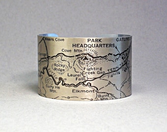 Armband mit Karte der Smoky Mountains, Gatlinburg & Laurel Falls, Geschenk für Wanderer