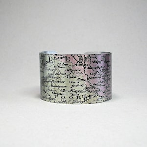 India Jaipur Agra Delhi Map Cuff Bracelet Unique Travel Hometown Gift