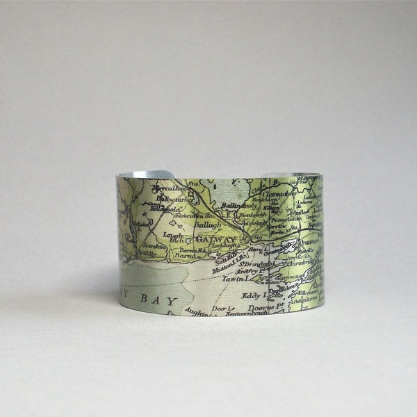 Galway Ireland Map Cuff Bracelet Irish Unique Travel Gift