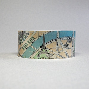Bracelet manchette avec carte de Paris, France, cadeau de voyage unique pour homme ou femme