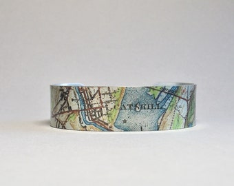 Catskill New York Map Cuff Bracelet Unique Gift for Men or Women